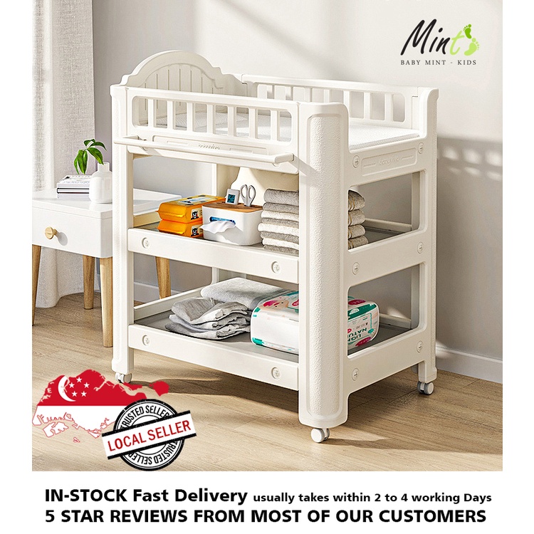 INSTOCK - 2-in-1 Baby Care Nursing Multi-Functional Changing Table Clothes Cabinets