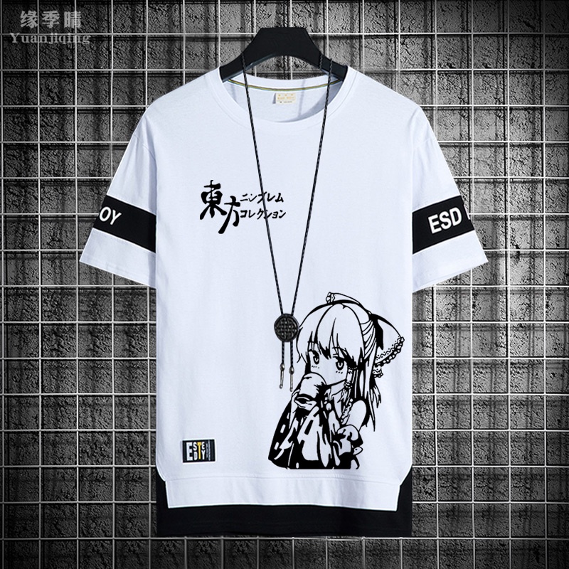 Summer Fashion New Men's and Women's Universal Round Neck Short Sleeve T-shirt Japanese Animation Design Print Men's Oversized Shirt Men's Loose Graphic T-shirt Women's Black Tee