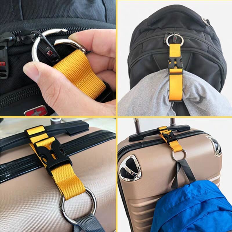 Portable Luggage Hanging Strap with Spring Loop Bag Strap Alloy Multifunctional Backpack Elastic Buckle External Hook Strap Clamp Holder