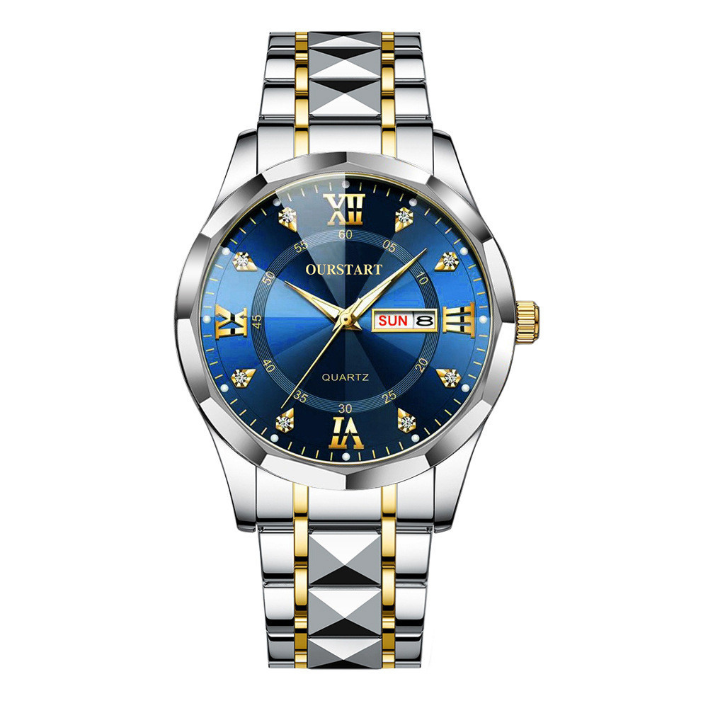 Men Watch Men's Watch Luminous Waterproof Business Casual Quartz Rivet Steel Band Men's Watch