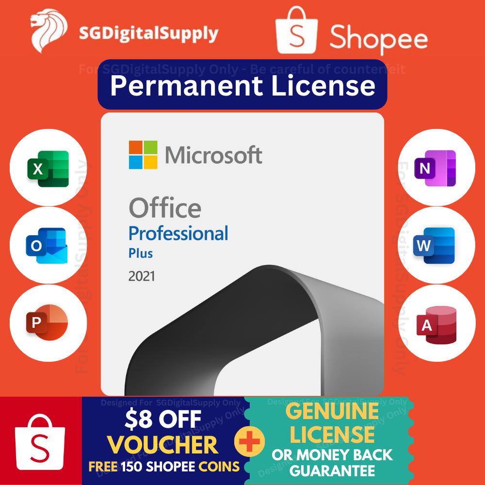 Microsoft Office Pro Plus 2021 License - For Windows 10/11 ONLY (Online Activation)(Fast Email Delivery)