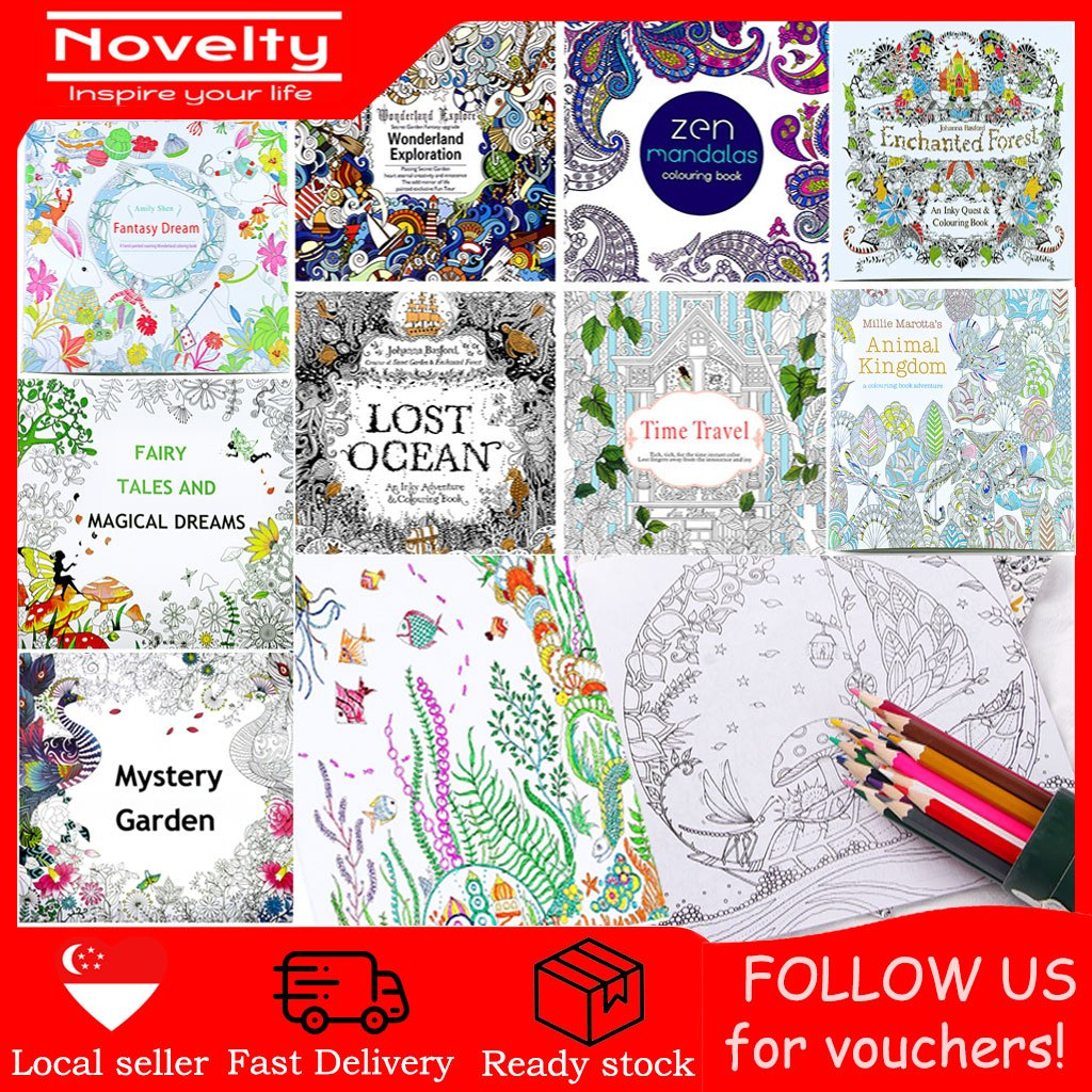 (?? Local seller) Coloring Book for Children Adult Relieve Stress Kill Time Painting Drawing Books Painting/Drawing Book