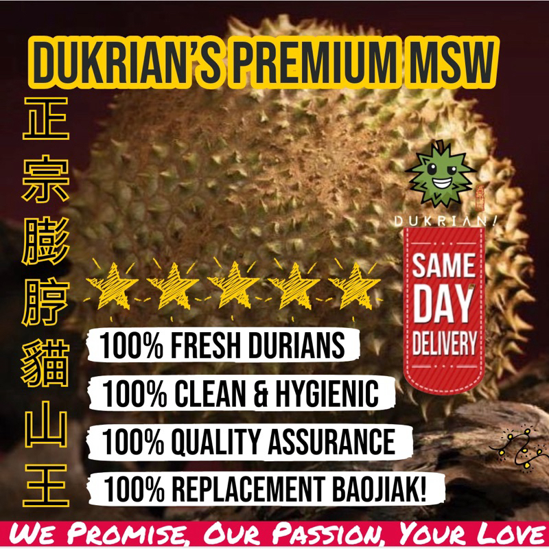 (Dukrian!) Pahang Highland Blackgold MSW Durian(420G+) 彭亨高山老树黑金猫山王